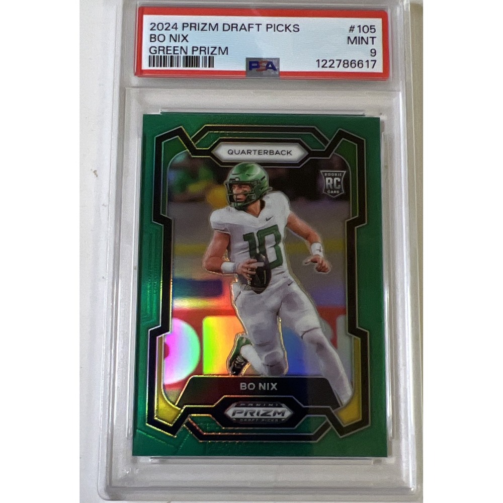 2024 Panini Prizm Draft Picks Bo Nix #105 Green Prizm RC Oregon Ducks Football